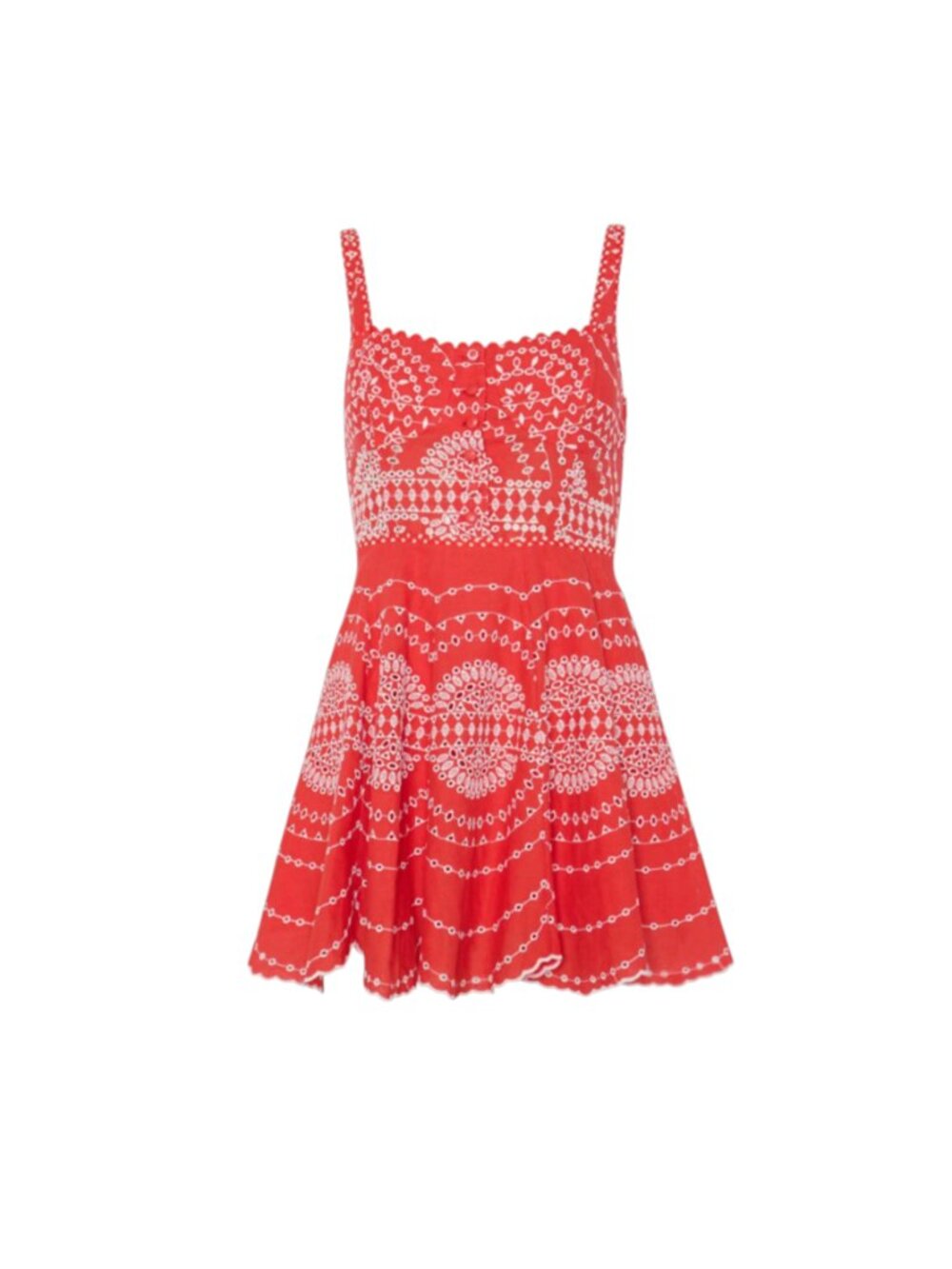 Charo Ruiz Ibiza Winnie Mini Dress Womens Medium Red White Embroidered A-Line